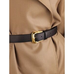 Commense Black‎ Belt with Gold Buckle Classic Style Fashion Accessory one size
